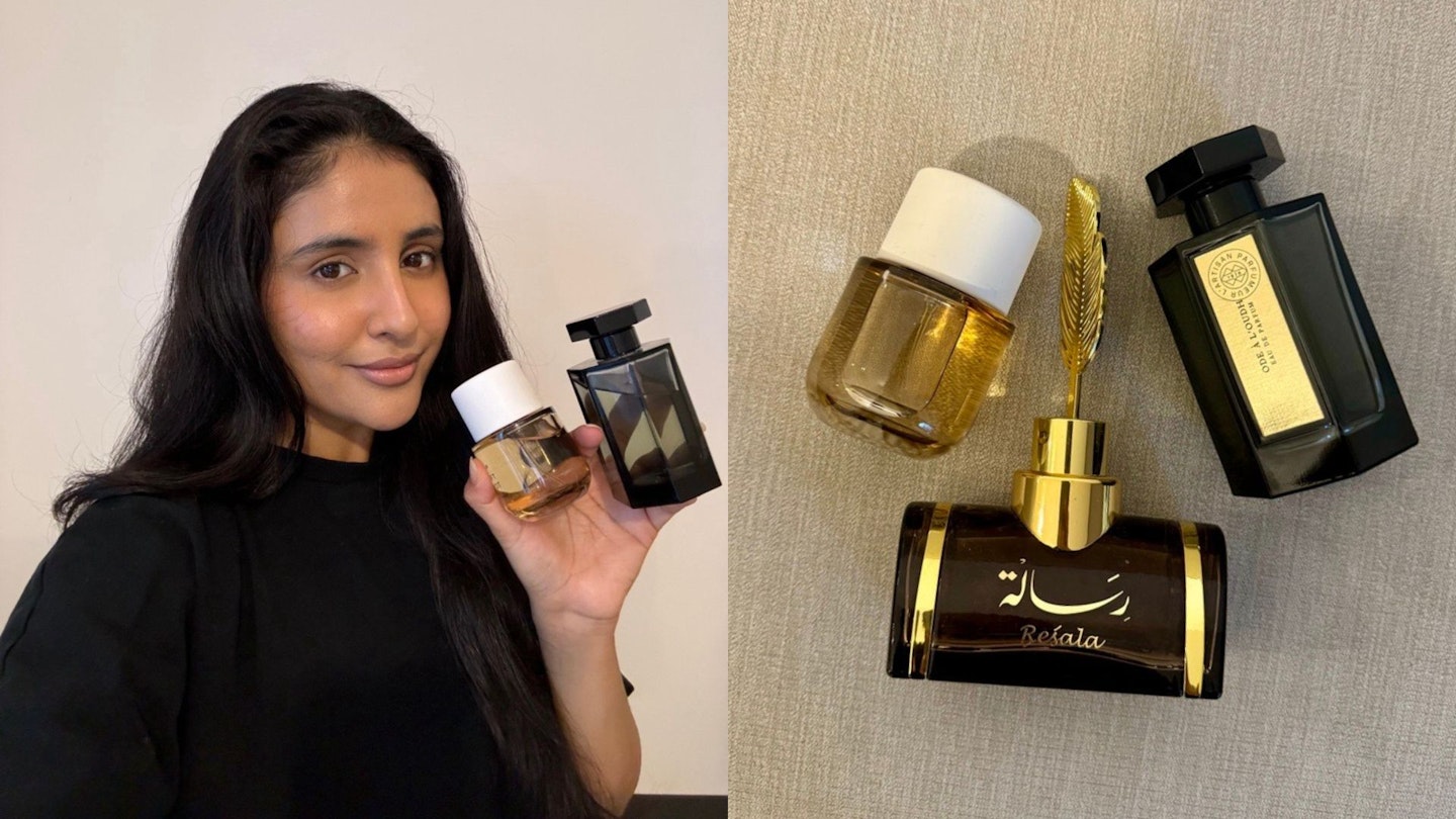 Sameeha Shaikh testing vanilla perfumes