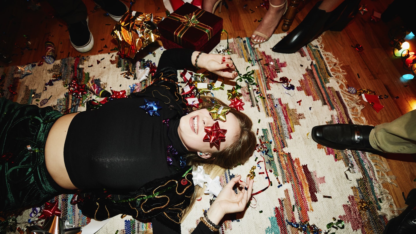 Woman at a Christmas party