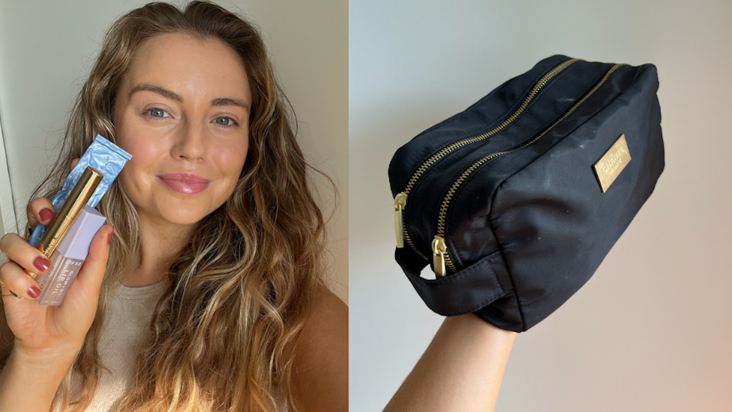 Lauren Cunningham with her travel make-up bag