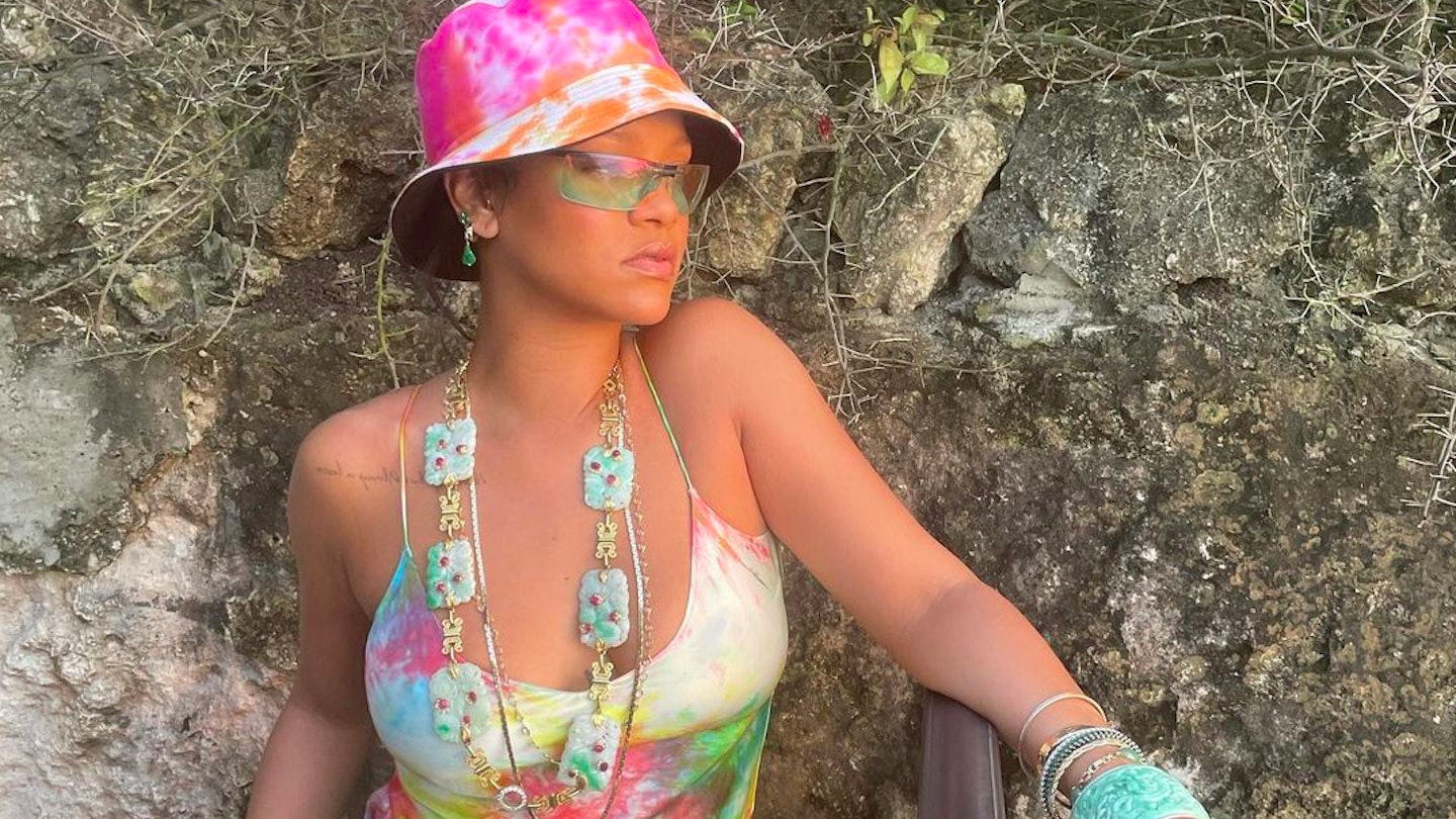 Rihanna wearing tie-dye