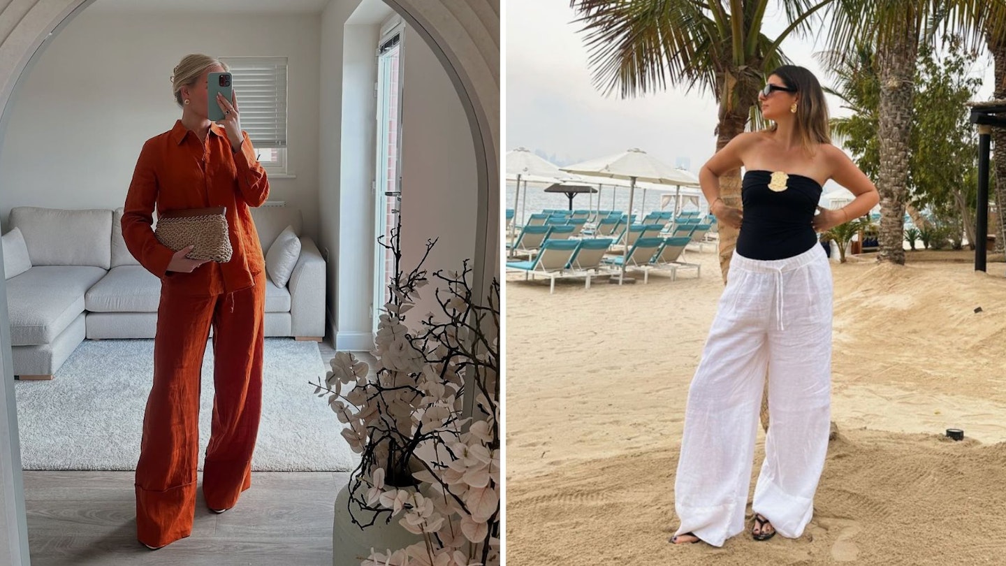 zara palazzo linen trouser influencer feat